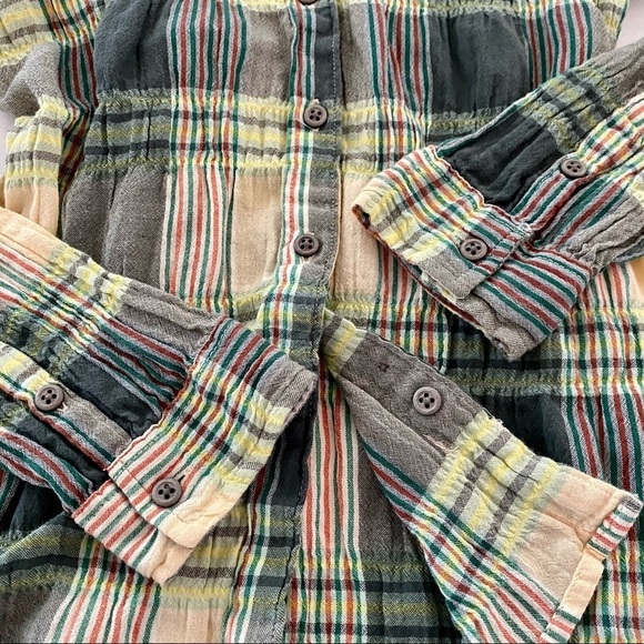 WOOLRICH Plaid Gray Yellow Cotton Shirt Small Convertible Roll-up Sleeve - Picture 6 of 15